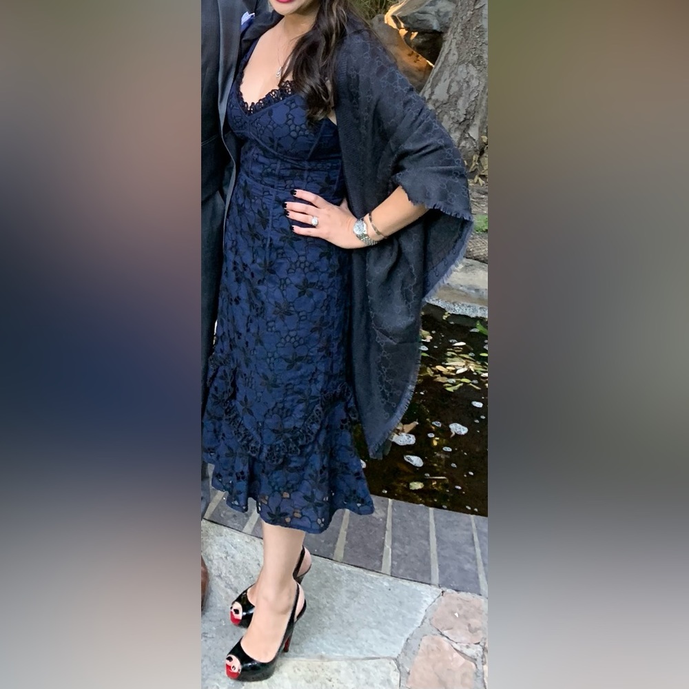 Rebecca Taylor Adrianna Embroidered Eyelet Blueberry Dress - Picture 6 of 6